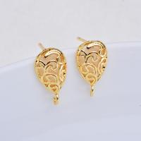 Brass Earring Drop Component, gold color plated, DIY & for woman 