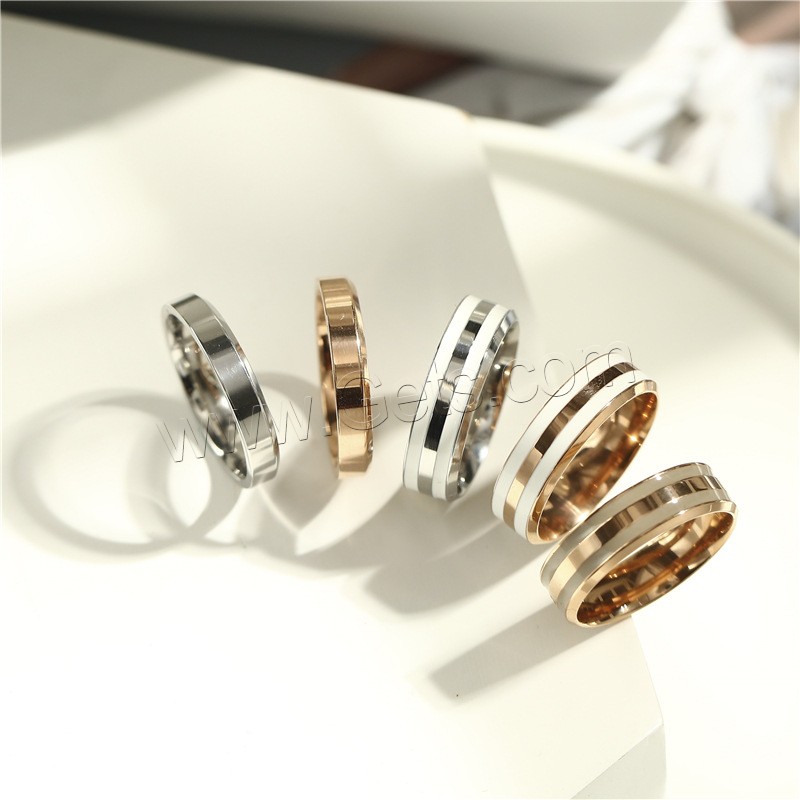 Titanium Steel Finger Ring, with Porcelain, plated, different size for choice & for woman, more colors for choice, Sold By PC