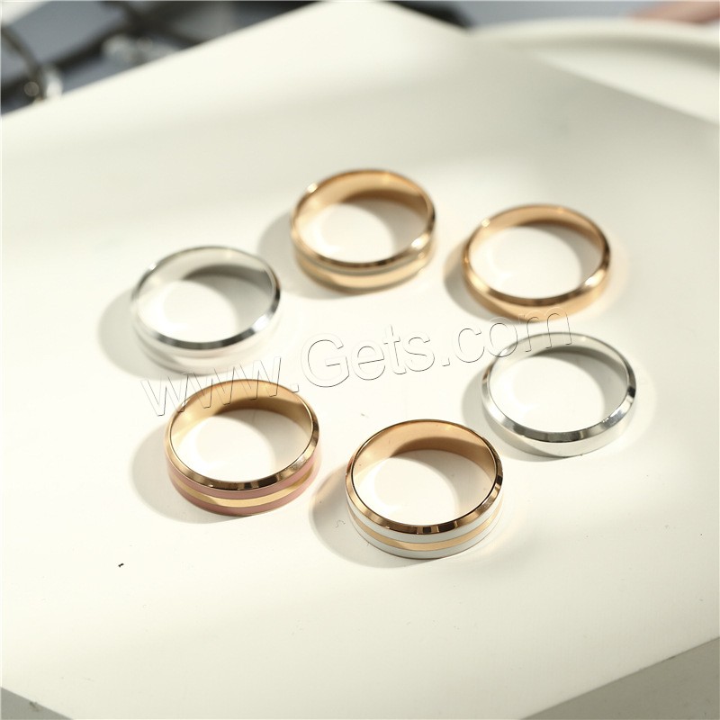 Titanium Steel Finger Ring, with Porcelain, plated, different size for choice & for woman, more colors for choice, Sold By PC