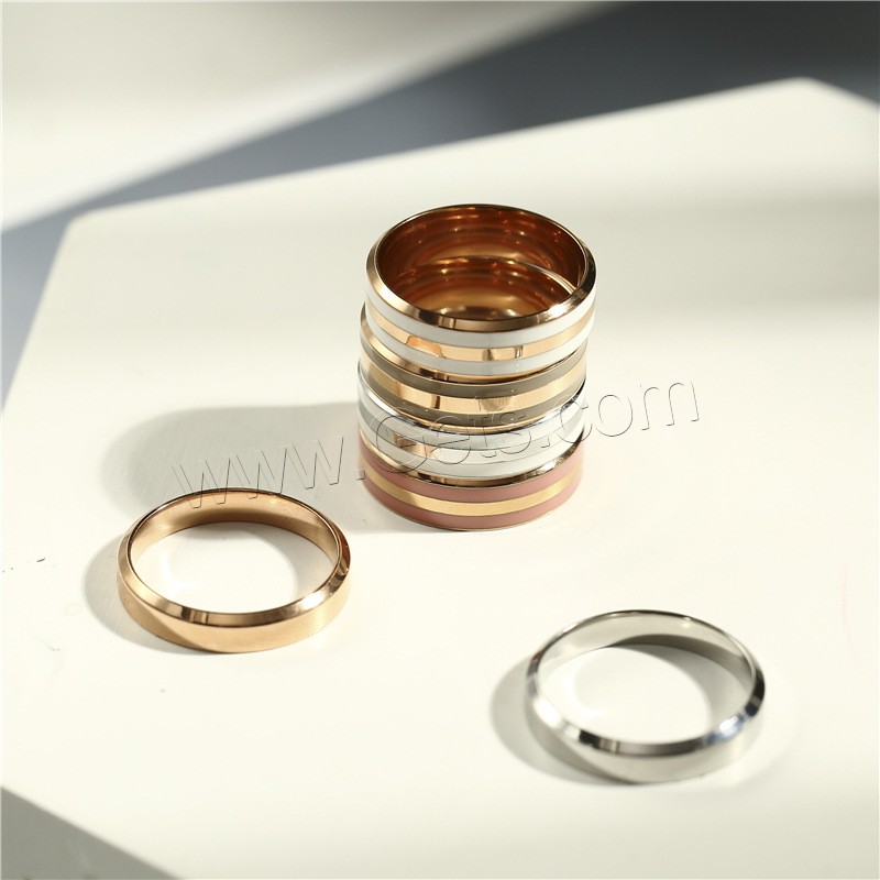 Titanium Steel Finger Ring, with Porcelain, plated, different size for choice & for woman, more colors for choice, Sold By PC