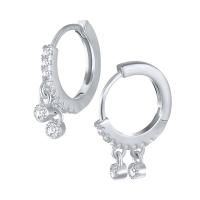 Huggie Hoop Drop Earring, 925 Sterling Silver, plated, for woman & with rhinestone 12mm 