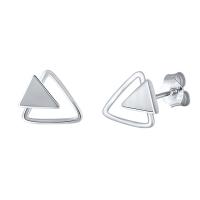 Arete de plata esterlina, Plata de ley 925, Triángulo, chapado en color de platina, para mujer & hueco, chapado en color metálico, 5mm, Vendido por UD