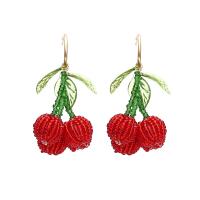 Boucle d'oreille dormeuses résine, métalballast, avec Seedbead & résine, fruitcéréale, Placage, différentes couleurs et motifs pour le choix & pour femme, plus de couleurs à choisir, 55*35mm, Vendu par paire