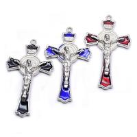 Zinc Alloy Cross Pendants, fashion jewelry & Unisex & enamel 