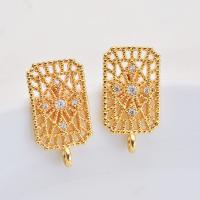 Brass Earring Drop Component, gold color plated, DIY & micro pave cubic zirconia & for woman 