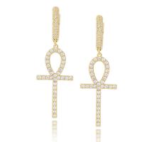 Huggie Hoop Drop Earring, Brass, plated, Unisex & micro pave cubic zirconia 