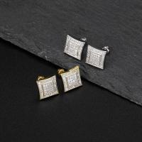 Messing Ohrstecker, plattiert, unisex & Micro pave Zirkonia, keine, 10x24mm, verkauft von Paar