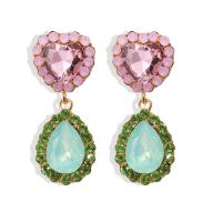 Zinc Alloy Rhinestone Drop Earring, plated, fashion jewelry & for woman & with rhinestone, nickel, lead & cadmium free 