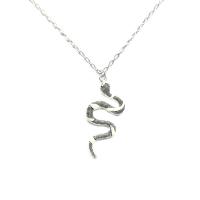 Chaîne en alliage de zinc de fer Collier Pull, serpent, Plaqué de couleur d'argent, unisexe & lumineux, couleur métallique plaquée Environ 23.62 pouce, Vendu par brin