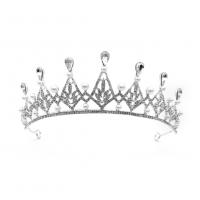 Bridal Tiaras, Zinc Alloy, Crown, silver color plated, vintage & for woman & with rhinestone 