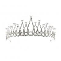 Bridal Tiaras, Zinc Alloy, Crown, silver color plated, vintage & for woman & with rhinestone 