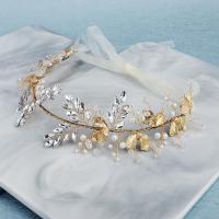 Headband, Zinc Alloy, vintage & for woman & with rhinestone, gold 