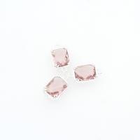 Brass Connector, with Glass, Rectangle, plated, DIY & faceted, light pink, 11*8*4mm Approx 1mm 