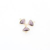 Brass Connector, with Glass, Triangle, plated, DIY & faceted, purple, 6*10*3mm Approx 1mm 