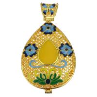 Pendentif Médaillon Flottant en Laiton, Placage de couleur d'or, émail & creux, couleur métallique plaquée Environ Vendu par PC