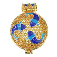 Pendentif Médaillon Flottant en Laiton, Placage de couleur d'or, émail & creux, couleur métallique plaquée 27mm Environ Vendu par PC