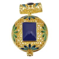 Pendentif Médaillon Flottant en Laiton, Placage de couleur d'or, émail & creux, couleur métallique plaquée 27mm Environ 6mm, Vendu par PC