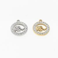 Rhinestone Stainless Steel Pendants, Elephant, plated, DIY & micro pave rhinestone & hollow Approx 1mm 