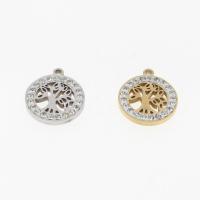 Rhinestone Stainless Steel Pendants, Tree, plated, DIY & micro pave rhinestone & hollow Approx 1mm 