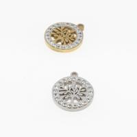 Rhinestone Stainless Steel Pendants, Tree, plated, DIY & micro pave rhinestone & hollow Approx 1mm 