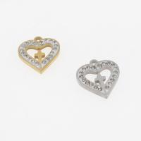 Rhinestone Stainless Steel Pendants, Heart, plated, DIY & micro pave rhinestone & hollow Approx 1mm 