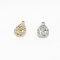 Rhinestone Stainless Steel Pendants, Teardrop, plated, DIY & micro pave rhinestone & hollow Approx 1mm 