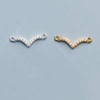 Cúbicos circón Micro pavimenta plata Connector Esterlinas, Plata de ley 925, chapado, Bricolaje & micro arcilla de zirconia cúbica & para mujer, más colores para la opción, 17x6x2mm, Vendido por UD