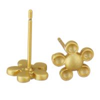 Brass Earring Stud Component, Flower, sang gold plated, DIY 2mm,1mm 