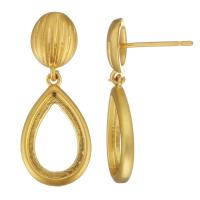 Brass Earring Drop Component, Teardrop, sang gold plated, hollow, 25mm 1mm 