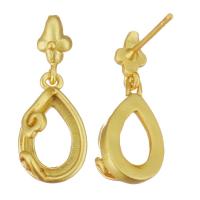 Brass Earring Drop Component, Teardrop, sang gold plated, hollow, 19mm 1mm 