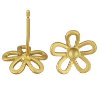 Brass Earring Stud Component, Flower, sang gold plated, hollow 3mm,1mm 