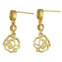 Brass Earring Drop Component, Flower, sang gold plated, hollow, 26mm 5mm,3mm,1mm 