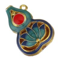 Enamel Brass Pendants, Calabash, gold color plated, blue Approx 2mm 