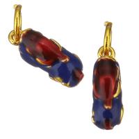 Enamel Brass Pendants, gold color plated, mixed colors Approx 3mm 