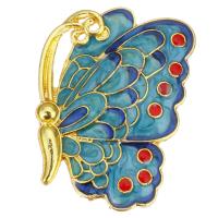 Enamel Brass Pendants, Butterfly, gold color plated, mixed colors Approx 3mm 