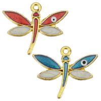 Enamel Brass Pendants, Dragonfly, gold color plated Approx 1.5mm 