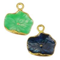 Enamel Brass Pendants, Lotus Leaf, gold color plated Approx 2mm 