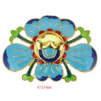 Enamel Brass Connector, Flower, gold color plated, blue Approx 2.5mm 