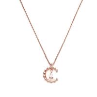 Collier zircon cubique de zinc Alloy, alliage de zinc, Plaqué de couleur d'or rose, pavé de micro zircon & pour femme .14 pouce, Vendu par brin