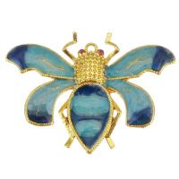 Enamel Brass Pendants, gold color plated, blue Approx 1mm 