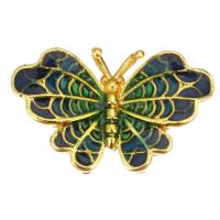 Enamel Brass Pendants, Butterfly, gold color plated, green Approx 2mm 