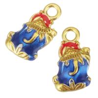 Enamel Brass Pendants, gold color plated, blue Approx 2mm 