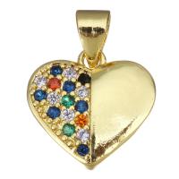 Cubic Zirconia Micro Pave Brass Pendant, Heart, gold color plated, micro pave cubic zirconia Approx 3.5mm 