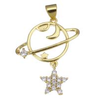 Cubic Zirconia Micro Pave Brass Pendant, gold color plated, micro pave cubic zirconia & hollow Approx 3.5mm 