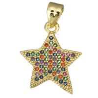 Cubic Zirconia Micro Pave Brass Pendant, Star, gold color plated, micro pave cubic zirconia Approx 3.5mm 