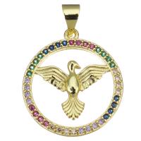 Cubic Zirconia Micro Pave Brass Pendant, Round, gold color plated, micro pave cubic zirconia & hollow Approx 3.5mm 