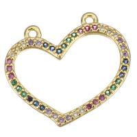 Cubic Zirconia Micro Pave Brass Pendant, Heart, gold color plated, micro pave cubic zirconia & hollow Approx 1mm 