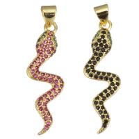 Cubic Zirconia Micro Pave Brass Pendant, Snake, gold color plated, micro pave cubic zirconia Approx 3.5mm 