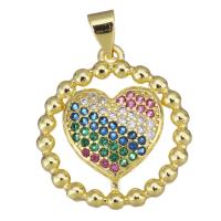 Cubic Zirconia Micro Pave Brass Pendant, gold color plated, micro pave cubic zirconia & hollow Approx 3.5mm 