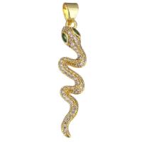 Cubic Zirconia Micro Pave Brass Pendant, Snake, gold color plated, micro pave cubic zirconia Approx 3.5mm 